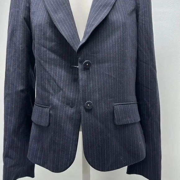 Rebecca Taylor Suit Blazer Wool Jacket Pinstriped Striped Navy Blue New Size 8 - Picture 3 of 10